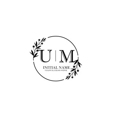 Kişisel ya da Marka İçin Minimum Çiçek Monogram Logosu Koleksiyonu