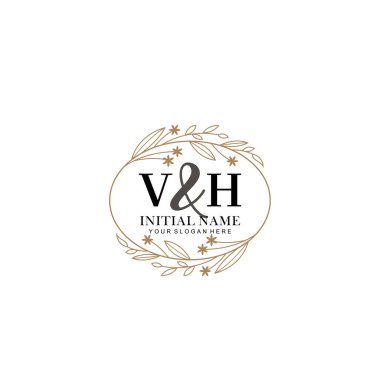 Minimalist Çiçek Baş Logosu, VH Damgalama Şablonu