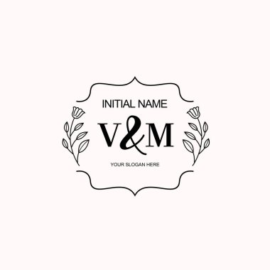 Minimalist Çiçek Baş Logosu, VM Marka Şablonu