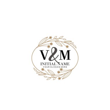 Minimalist Çiçek Baş Logosu, VM Marka Şablonu
