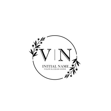 Kişisel ya da Marka İçin VN Minimal Çiçek Logosu Koleksiyonu