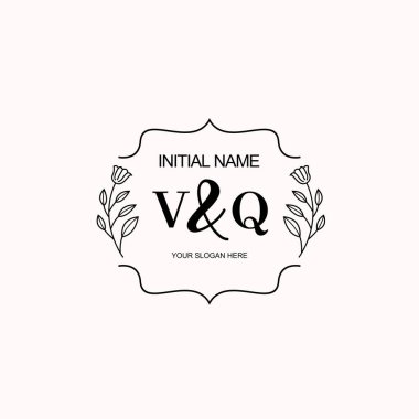 Minimalist Çiçek Baş Logosu, VQ Marka Şablonu