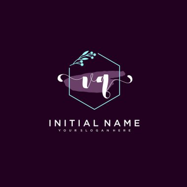 Minimalist Çiçek Baş Logosu, VQ Marka Şablonu