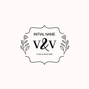 Minimalist Çiçek Baş Logosu, VV Marka Şablonu