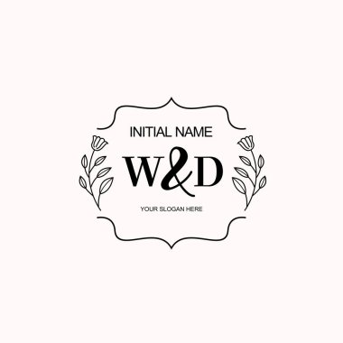 Minimalist Çiçek Baş Logosu, WD Marka Şablonu