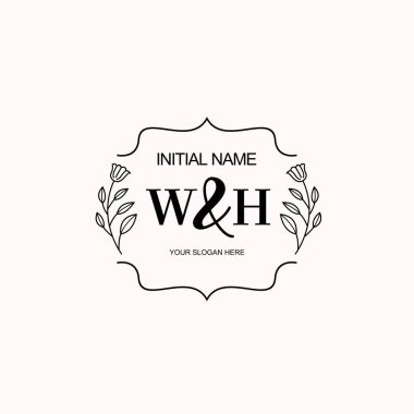 Minimalist Çiçek Baş Logosu, WH Marka Şablonu