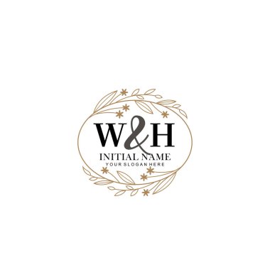Minimalist Çiçek Baş Logosu, WH Marka Şablonu