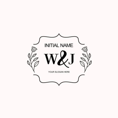 Minimalist Çiçek Baş Logosu, WJ Marka Şablonu