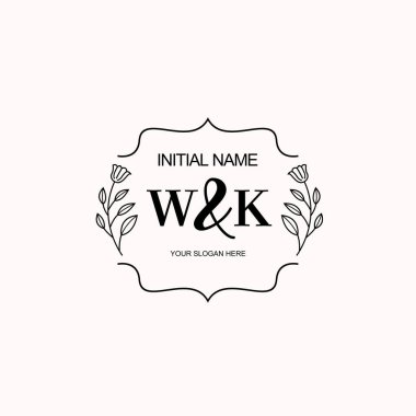 Minimalist Çiçek Baş Logosu, WK Marka Şablonu