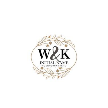 Minimalist Çiçek Baş Logosu, WK Marka Şablonu