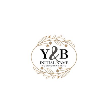 Minimalist Çiçek Baş Logosu, YB Marka Şablonu
