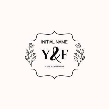 Minimalist Çiçek Baş Logosu, YF Marka Şablonu