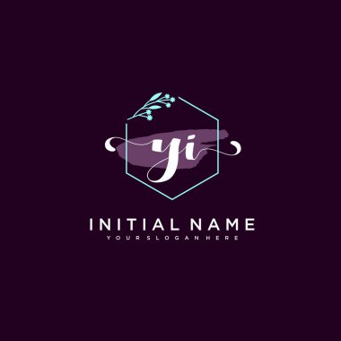 Minimalist Çiçek Baş Logosu, YI Marka Şablonu