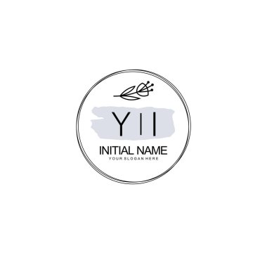 Kişisel ya da Marka İçin YI Minimal Çiçek Monogramı Logosu Koleksiyonu