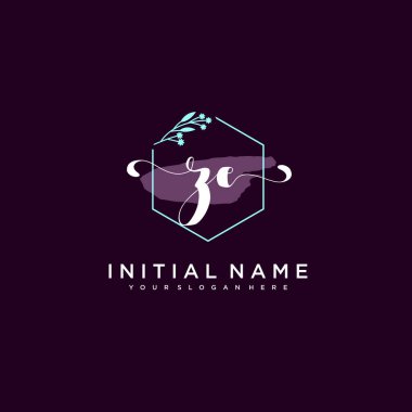 Minimalist Çiçek Baş Logosu, ZE Marka Şablonu