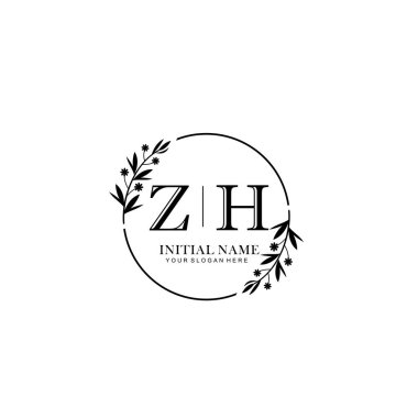 Kişisel ya da Marka İçin ZH Minimal Çiçek Logosu Koleksiyonu