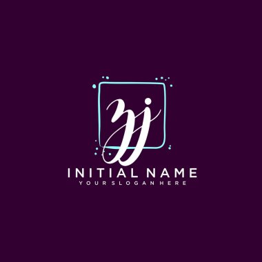 ZJ Monogramlı Modern Çiçek Baş Logosu