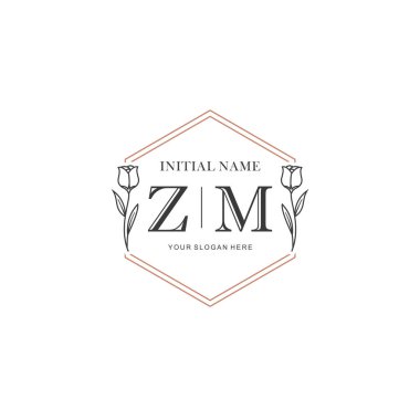 Kişisel ya da Marka İçin ZM Minimal Çiçek Logosu Koleksiyonu