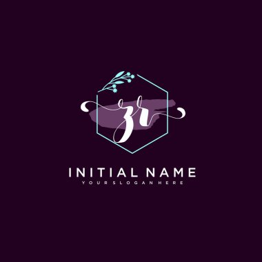 Minimalist Çiçek Baş Logosu, ZR Marka Şablonu