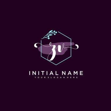 Minimalist Çiçek Baş Logosu, ZV Marka Şablonu