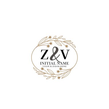 Minimalist Çiçek Baş Logosu, ZV Marka Şablonu