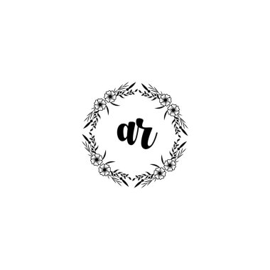 AR Baş harfli Çiçek El Yazısı Logoları
