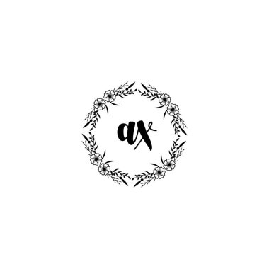 AX Baş harfli Çiçek El Yazısı Logoları