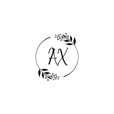 Minimalist Botanik Monogram AX Logo Tasarım Koleksiyonu