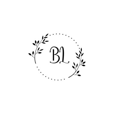 Minimalist Botanik Monogram BL Logo Tasarım Koleksiyonu