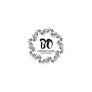 BO Baş harfli Çiçek El Yazısı Logoları