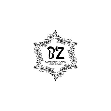 Çiçek El Yazısı Logoları ile BZ Baş harfleri