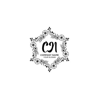 CN Baş harfli Çiçek El Yazısı Logoları