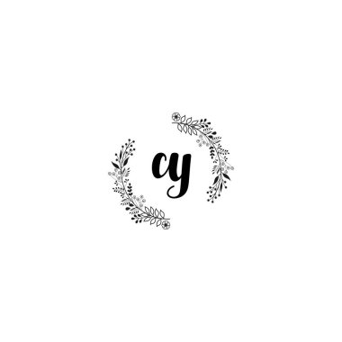 Minimalist Botanik Monogram CY Logo Tasarım Koleksiyonu