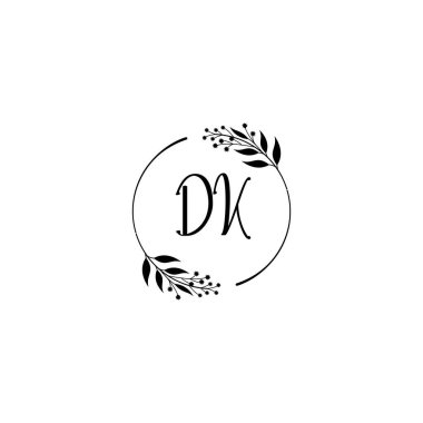 Minimalist Botanik Monogram DK Logo Tasarım Koleksiyonu