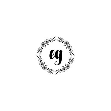 EG harfli Çiçek El Yazısı Monogram Logoları
