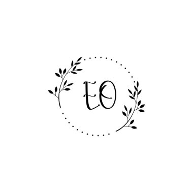 Minimalist Botanik Monogram EO Logo Tasarım Koleksiyonu