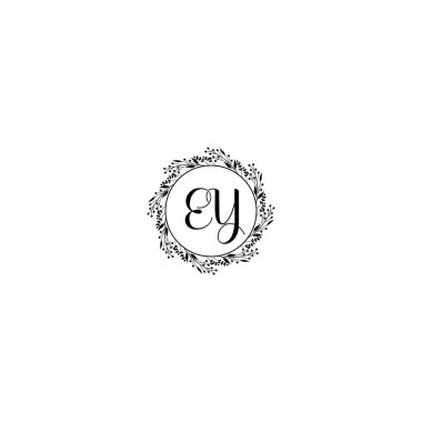 Floral Handwritten Monogram Logos with EY Initials