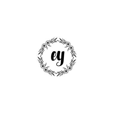 Floral Handwritten Monogram Logos with EY Initials