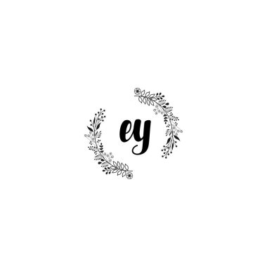 Minimalist Botanical Monogram EY Logo Design Collection