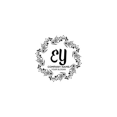 Floral Handwritten Monogram Logos with EY Initials
