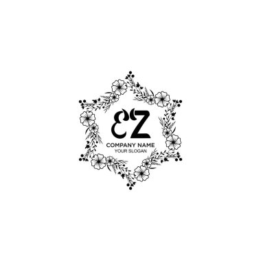 EZ baş harfli Çiçek El Yazısı Logoları