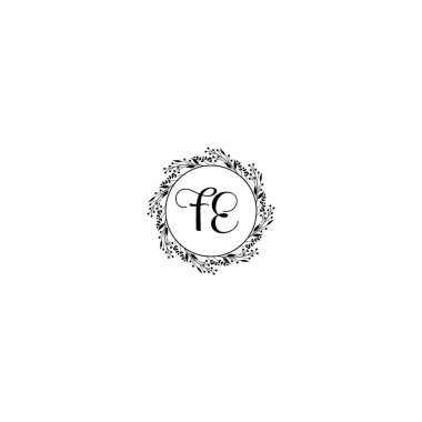 FE Baş harfli Çiçekli Monogram Logoları