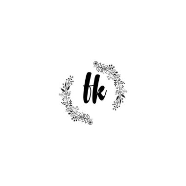 Minimalist Botanik Monogram FK Logo Tasarım Koleksiyonu