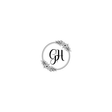 Minimalist Botanik Monogram GH Logo Tasarım Koleksiyonu