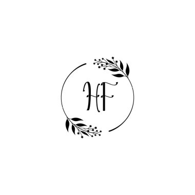 Minimalist Botanik Monogram HF Logo Tasarımı Koleksiyonu
