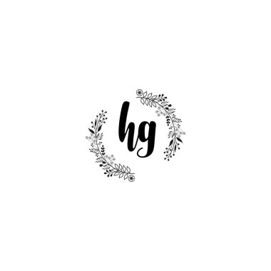 Minimalist Botanik Monogram HG Logo Tasarımı Koleksiyonu