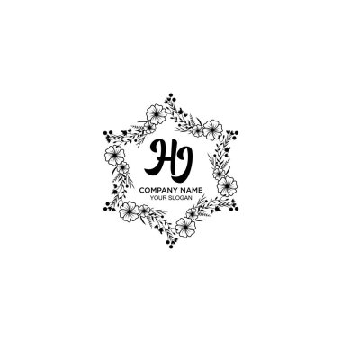 HJ harfli Çiçek El Yazısı Monogram Logoları