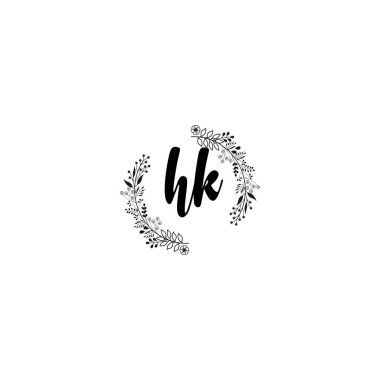 Minimalist Botanik Monogram HK Logo Tasarım Koleksiyonu