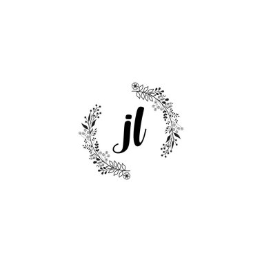 Minimalist Botanik Monogram JL Logo Tasarım Koleksiyonu