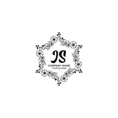 JS Baş harfli Çiçek El Yazısı Logoları